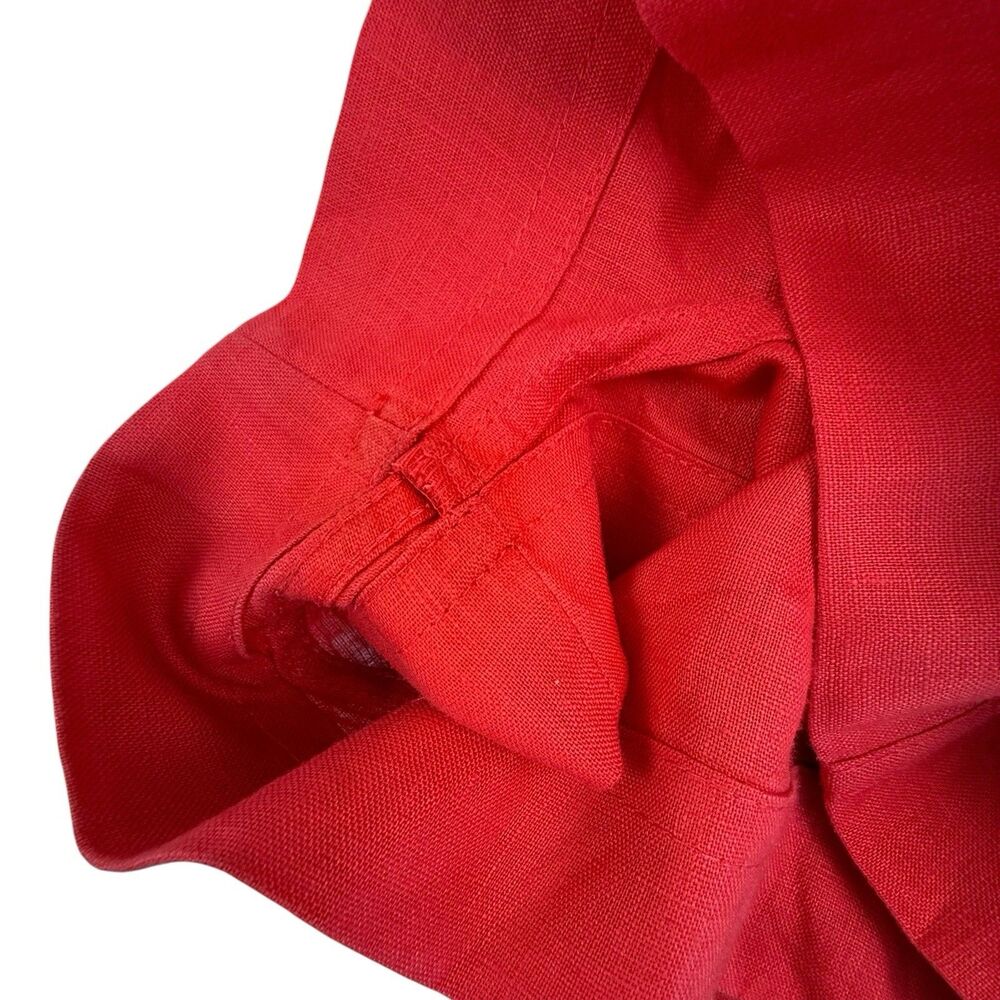 Banana Republic 100% Linen Belted Safari Romper Women Large Red Utility - Picture 3 of 12